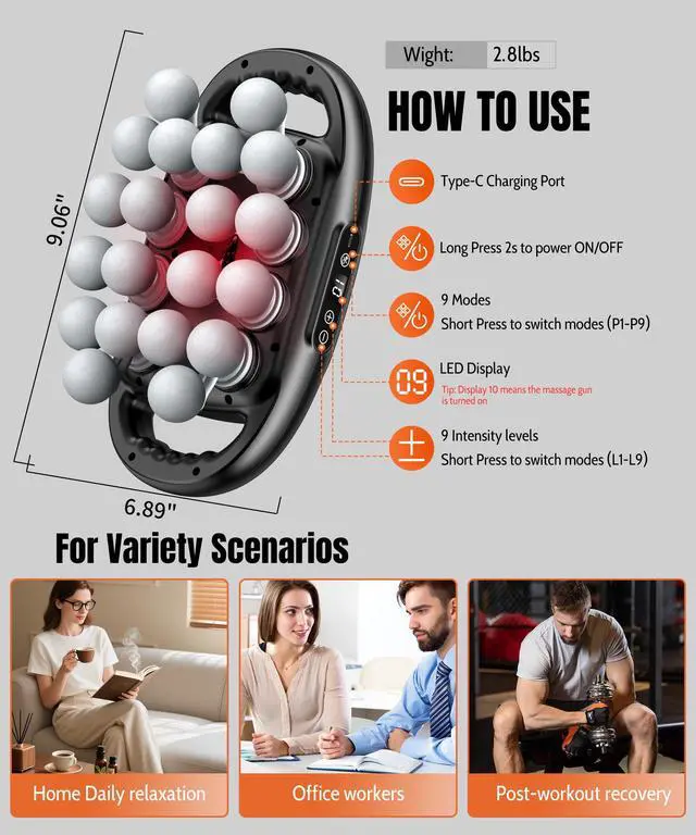 Alt view image 7 of 7 - 20-Head Massage Gun Deep Tissue, Percussion Muscle Massager Gun