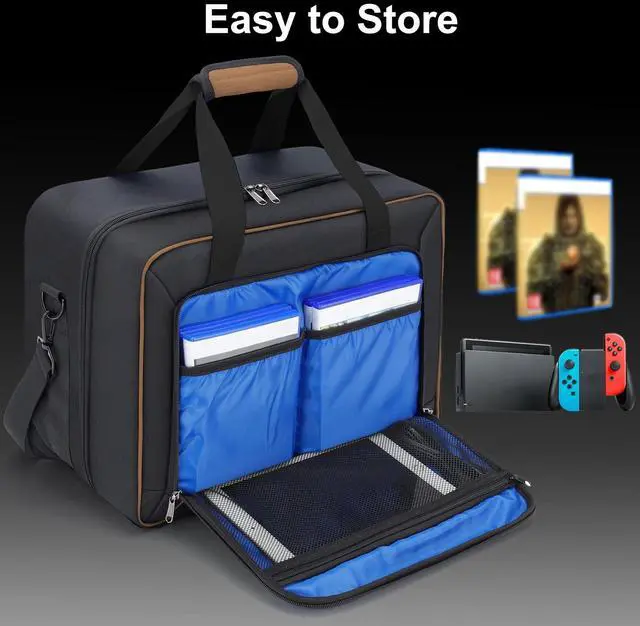 Alt view image 3 of 7 - Carrying Case Compatible with PS5/PS5 Pro/PS5 Slim, Brown