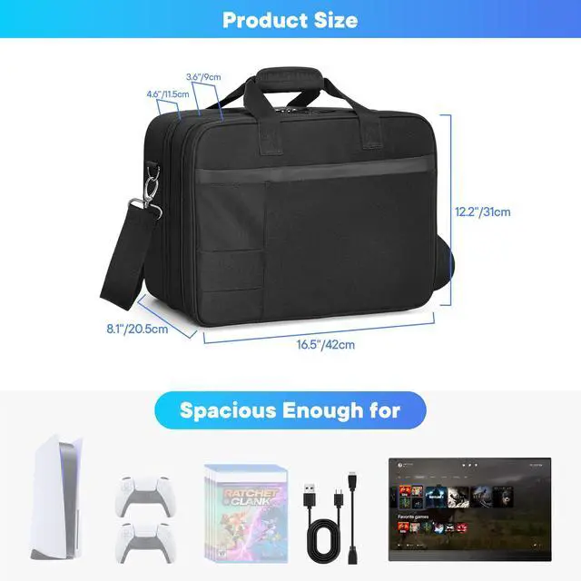 Alt view image 4 of 7 - Double Layer Game Console Carrying Case Compatible with PS5/Slim/Pro