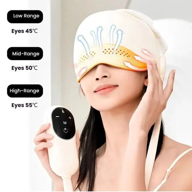 Alt view image 4 of 7 - Head Massager for Headaches with Cap, Electric Migraine Relief Cap Massager, Eye & Head Massagers with 6 Airbags and 3 Heat Modes, Stress Relief, Relaxation
