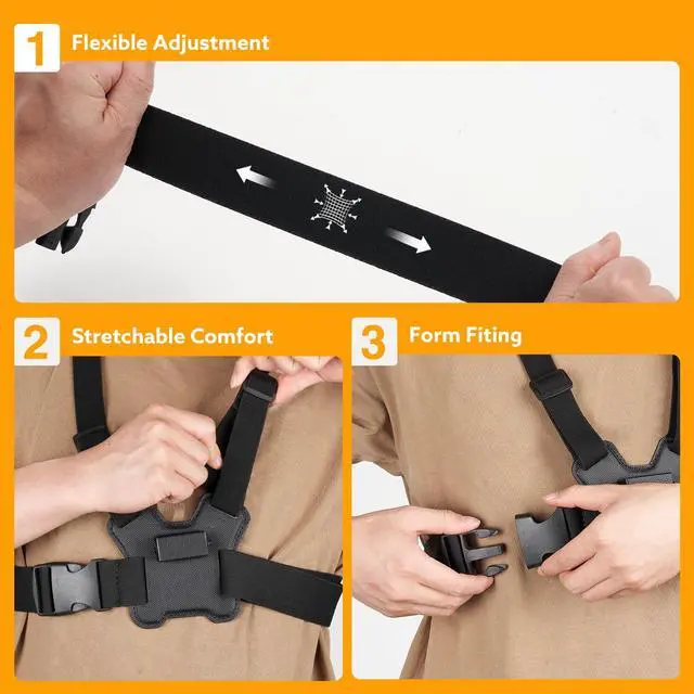 Alt view image 3 of 7 - Body Camera Vest Mount,Adjustable Chest Strap Belt for All Brand Body Worn Camera,Dual Shoulder Body Cam Mount for Police,Sports,Hiking
