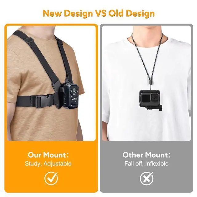 Alt view image 4 of 7 - Body Camera Vest Mount,Adjustable Chest Strap Belt for All Brand Body Worn Camera,Dual Shoulder Body Cam Mount for Police,Sports,Hiking