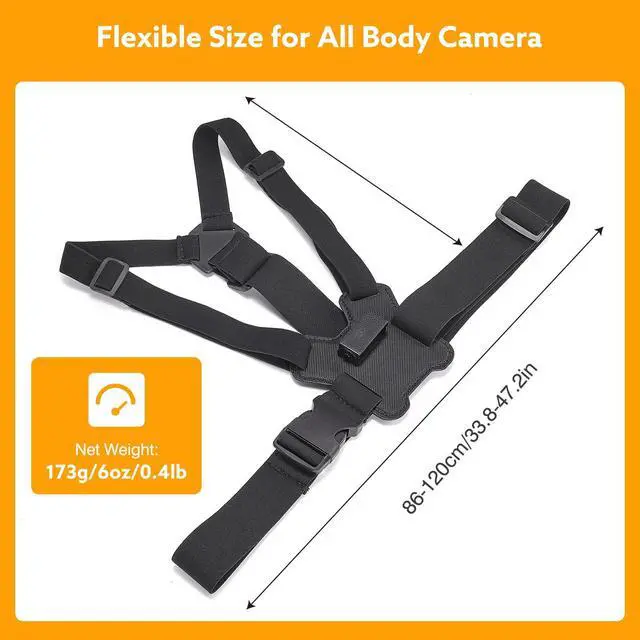 Alt view image 5 of 7 - Body Camera Vest Mount,Adjustable Chest Strap Belt for All Brand Body Worn Camera,Dual Shoulder Body Cam Mount for Police,Sports,Hiking