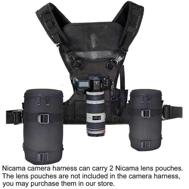 Alt view image 5 of 7 - Multi Camera Carrying Chest Harness Vest System with Side Holster and Secure Straps for Canon Nikon Sony Panasonic Olympus DSLR Cameras