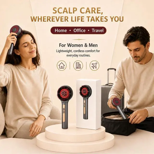 Alt view image 7 of 7 - Scalp Massager, 3-in-1 Hair Oil Applicator, Cordless Electric Massager, IPX7 Waterproof, Portable Scalp Brush for Hair Growth & Dandruff Removal, Salon Home & Travel Use, Grey