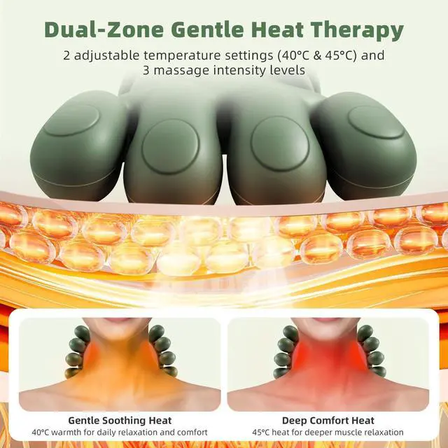 Alt view image 3 of 7 - Cordless Neck Massager with Heat,Bionic Heated Massager,Portable Shiatsu Neck and Back Massager with Fingers,4D Kneading & Deep Tissue Massage for Neck and Shoulder,Design for Pain Relief and Muscle