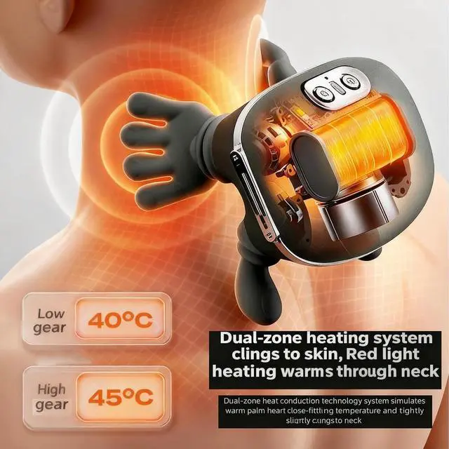 Alt view image 4 of 7 - Neck Massager with Heat for Pain Relief deep Tissue, Bionic Heated Massager with Fingers, 4D Kneading Massage, 2026 Upgraded Simulates a Real Palm Massage for Comfort, Relax Muscle Tension