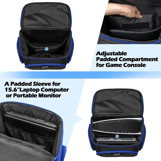 Alt view image 4 of 7 - Gaming Console Backpack Travel Bag Compatible with PS5/PS4/Xbox One