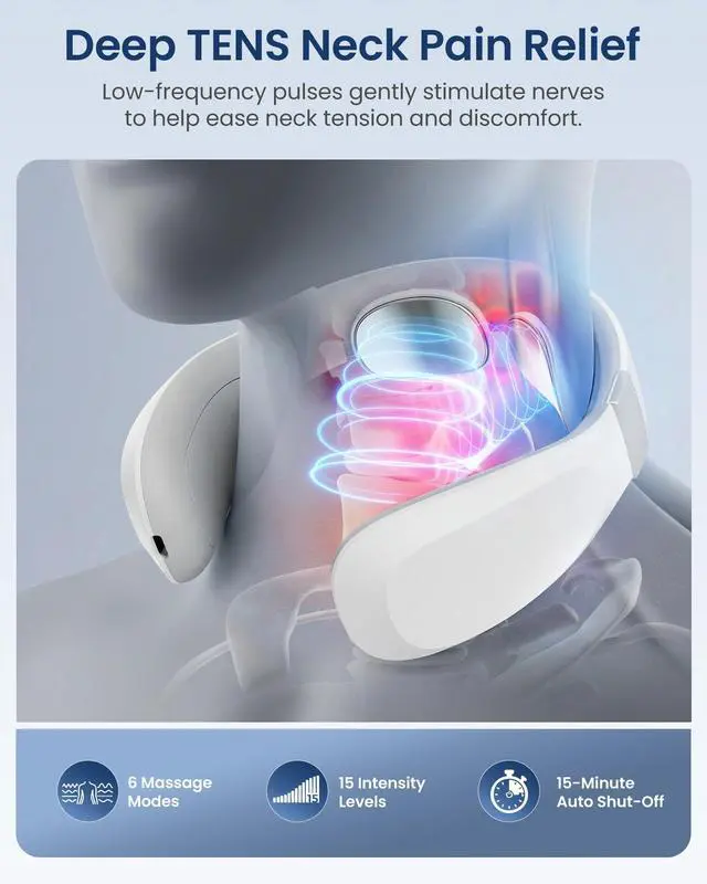 Alt view image 2 of 7 - FSA Eligible Cordless Neck Massager for Pain Relief Deep Tissue, Vibration Travel Massager,Portable HSA Neck Massager for Office, Mothers Day Gift