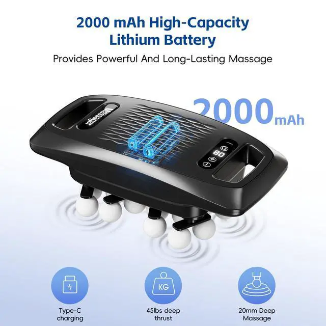Alt view image 2 of 7 - 20-Head Massage Gun Set, Deep Tissue Percussion Massager with 9 Modes and 9 Intensities, Handheld Muscle Massager for Back, Shoulders, Legs, Foot & Body Pain Relief, Fathers Day Dad Gifts