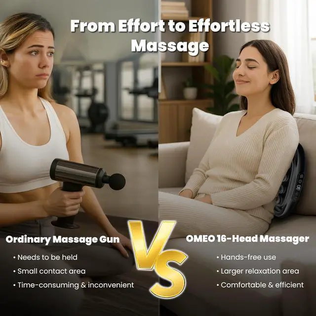 Alt view image 4 of 7 - 16-Head Deep Tissue Massage Gun Professional Percussion Massager with 30 Intensities & Quiet Motor | Portable Muscle Massager for Pain Relief, Neck, Back, Shoulders & Legs (Black)