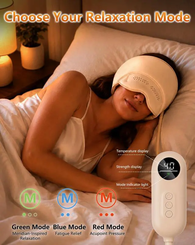 Alt view image 5 of 7 - Head and Eye Massager with Heat, 6-Zone Airbag Forehead and Eye Massage Wrap, Cordless Rechargeable Head Massager with Adjustable Warmth, Portable Relaxation Tool for Home, Office, Travel