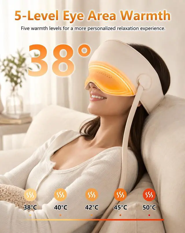 Alt view image 4 of 7 - Head and Eye Massager with Heat, 6-Zone Airbag Forehead and Eye Massage Wrap, Cordless Rechargeable Head Massager with Adjustable Warmth, Portable Relaxation Tool for Home, Office, Travel