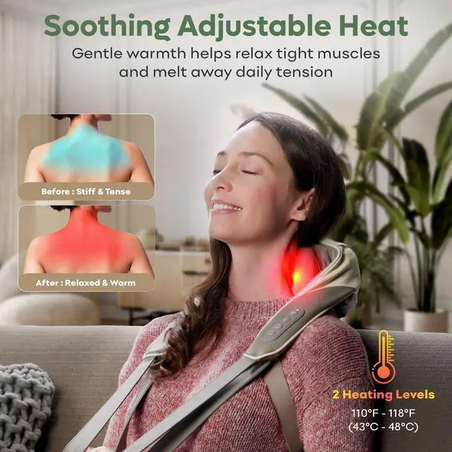 Alt view image 3 of 7 - Cordless Neck & Shoulder Massager with Heat, 4D Shiatsu