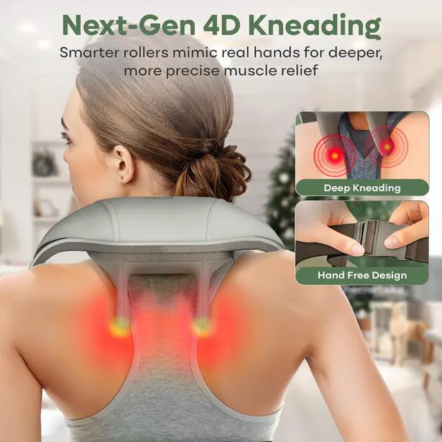 Alt view image 2 of 7 - Cordless Neck & Shoulder Massager with Heat, 4D Shiatsu