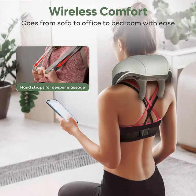 Alt view image 5 of 7 - Cordless Neck & Shoulder Massager with Heat, 4D Shiatsu