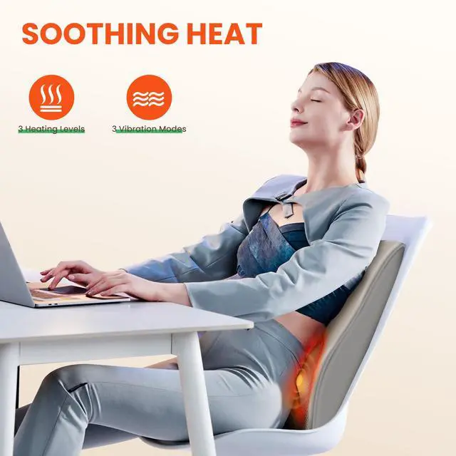 Alt view image 4 of 7 - Shiatsu Back Neck Massager with Heat, Back Pain Relief Deep Tissue,Neck Massage Pillow with Kneading Vibration,Gifts for Men Women