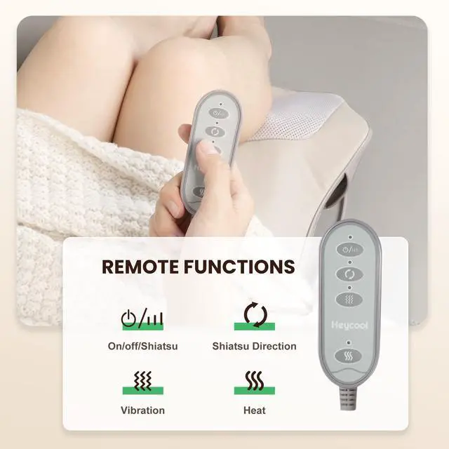 Alt view image 7 of 7 - Shiatsu Back Neck Massager with Heat, Back Pain Relief Deep Tissue,Neck Massage Pillow with Kneading Vibration,Gifts for Men Women