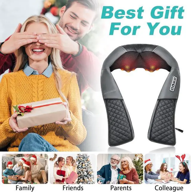 Alt view image 6 of 7 - Neck Massager, 2026 Upgraded, Portable Electric Shiatsu Back Massage Device with Heat, Deep Tissue 3D Kneading Pillow for Muscle Pain Relief (No Battery)