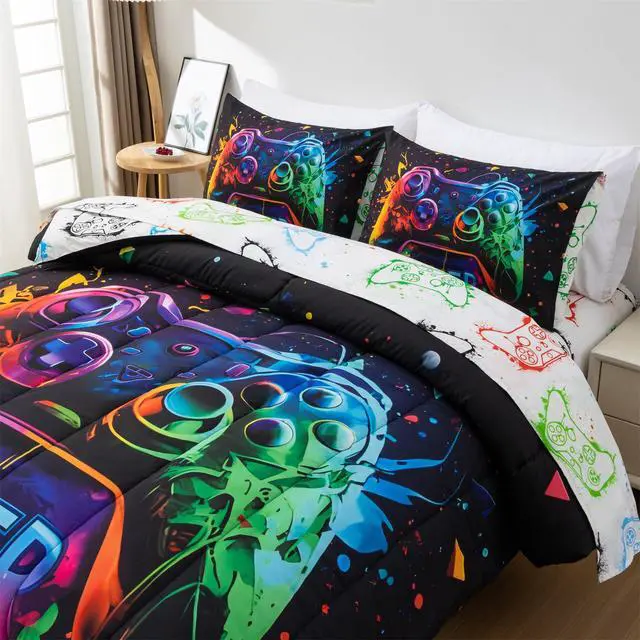 Alt view image 4 of 7 - Twin Size Gaming Console Bed in A Bag 5 Pieces for Boys