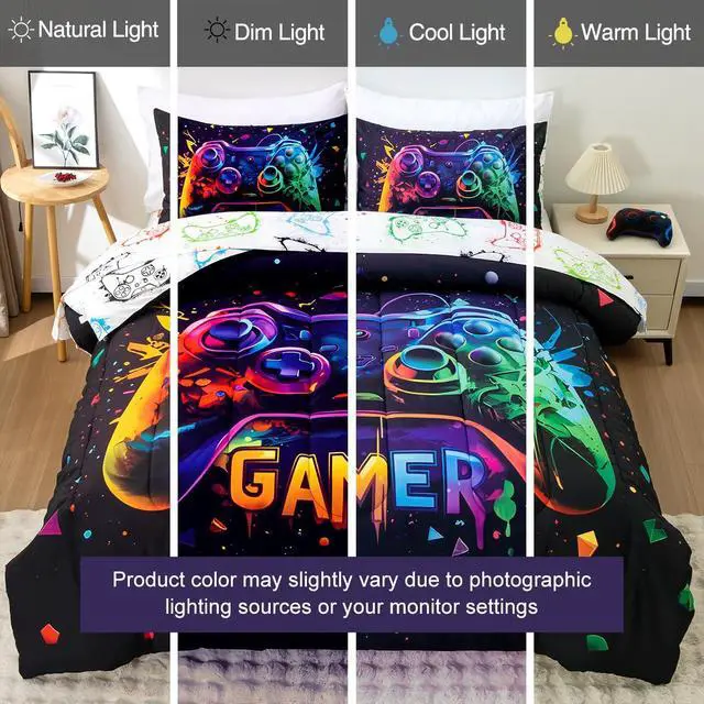 Alt view image 7 of 7 - Twin Size Gaming Console Bed in A Bag 5 Pieces for Boys