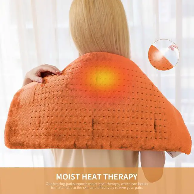 Alt view image 5 of 7 - Massaging Weighted Heating Pad for Back Pain Relief,20"×24",Pumpkin Yellow