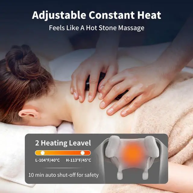 Alt view image 4 of 7 - Neck Massager with Heat, 6D Shiatsu Kneading for Pain Relief, Gray
