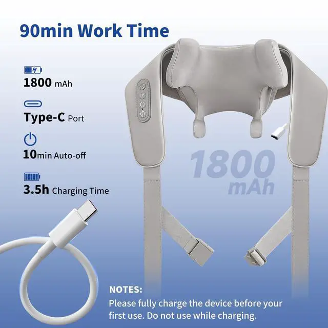 Alt view image 5 of 7 - Neck Massager with Heat, 6D Shiatsu Kneading for Pain Relief, Gray
