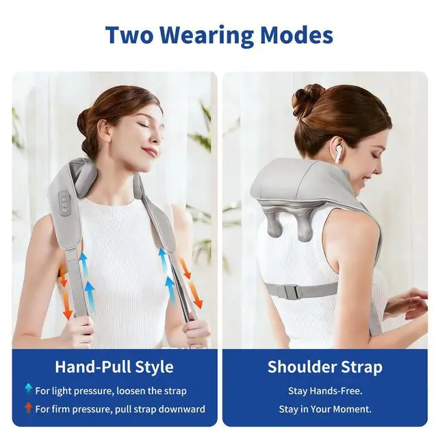 Alt view image 6 of 7 - Neck Massager with Heat, 6D Shiatsu Kneading for Pain Relief, Gray