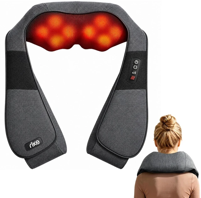 Main image of Shiatsu Neck Massager with Heat, Corded Linen Fabric Deep Tissue Back Massager for Neck and Shoulders, Electric Kneading Massager for Muscle Relief, Gift for Mom Dad Home Office Car