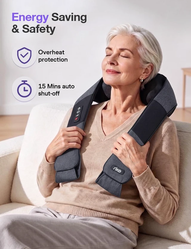 Alt view image 4 of 7 - Shiatsu Neck Massager with Heat, Corded Linen Fabric Deep Tissue Back Massager for Neck and Shoulders, Electric Kneading Massager for Muscle Relief, Gift for Mom Dad Home Office Car