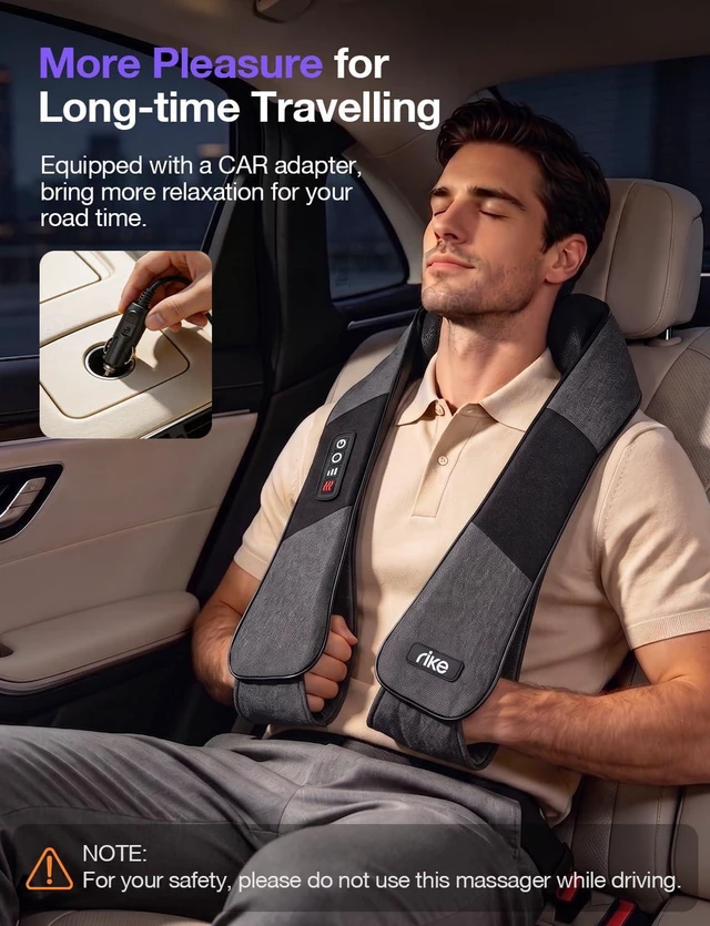 Alt view image 6 of 7 - Shiatsu Neck Massager with Heat, Corded Linen Fabric Deep Tissue Back Massager for Neck and Shoulders, Electric Kneading Massager for Muscle Relief, Gift for Mom Dad Home Office Car