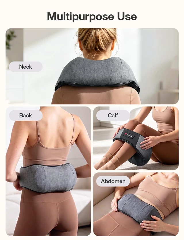 Alt view image 7 of 7 - Shiatsu Neck Massager with Heat, Corded Linen Fabric Deep Tissue Back Massager for Neck and Shoulders, Electric Kneading Massager for Muscle Relief, Gift for Mom Dad Home Office Car