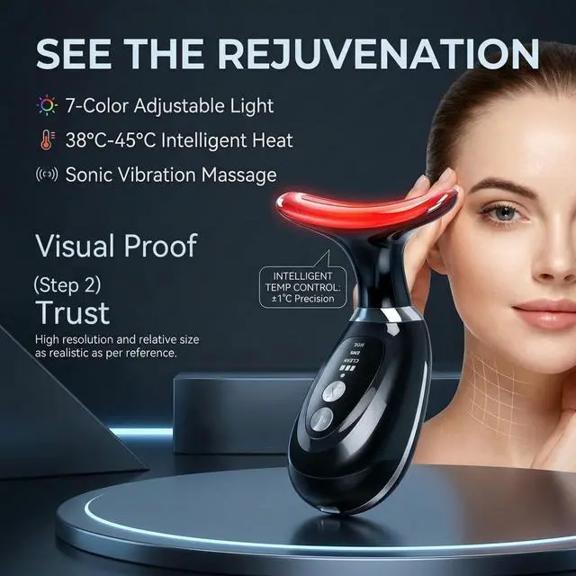 Alt view image 3 of 7 - 3-in-1 Facial Massager for Face Neck and Scalp-Black