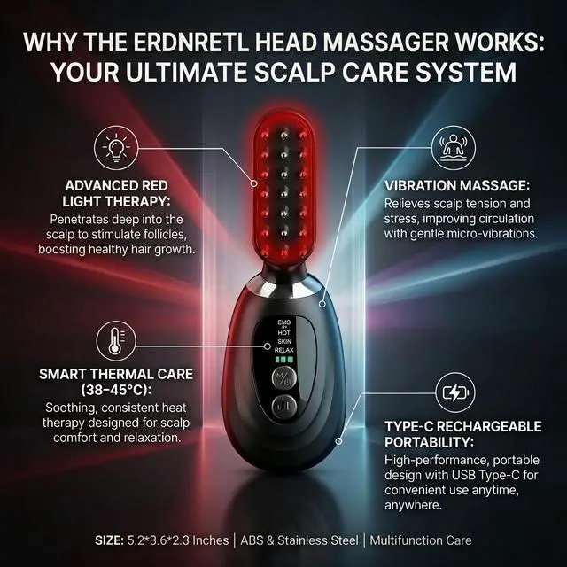 Alt view image 4 of 7 - 3-in-1 Facial Massager for Face Neck and Scalp-Black