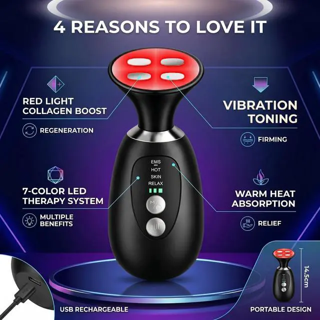 Alt view image 5 of 7 - 3-in-1 Facial Massager for Face Neck and Scalp-Black