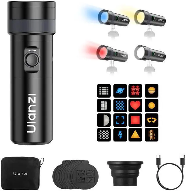Main image of LM01 RGB Photography Spotlight Flashlight with 20 Gobos Zoom Beam