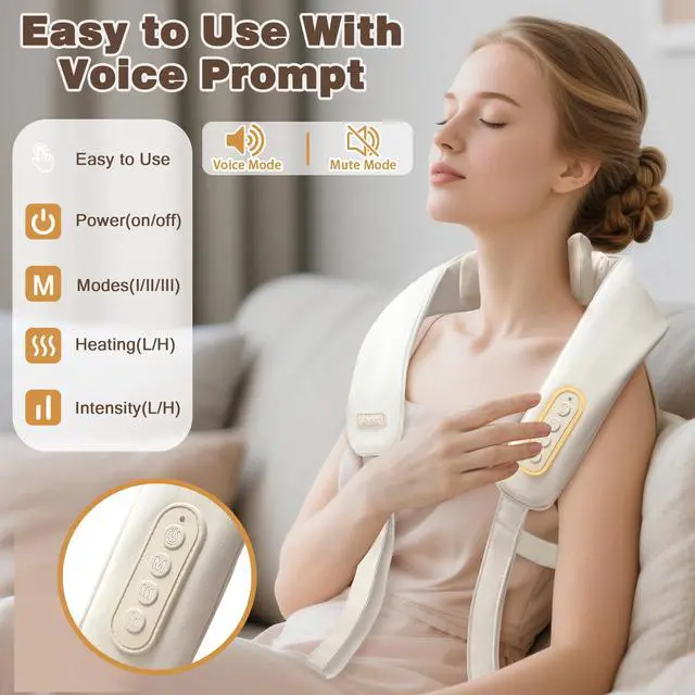 Alt view image 2 of 7 - Cordless Neck and Shoulder Massager with Heat, 4D Shiatsu Kneading
