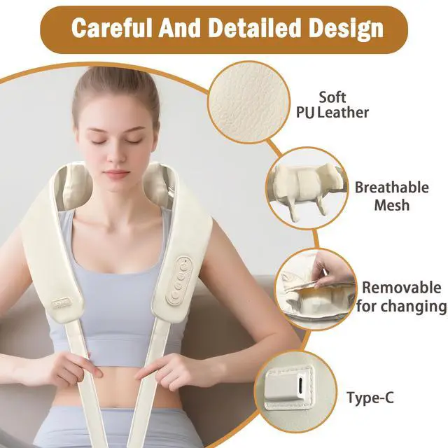 Alt view image 4 of 7 - Cordless Neck and Shoulder Massager with Heat, 4D Shiatsu Kneading