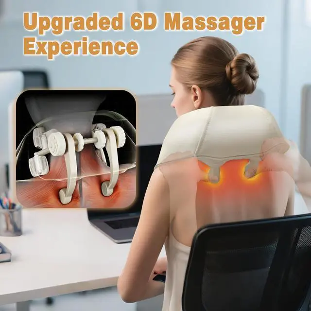 Alt view image 5 of 7 - Cordless Neck and Shoulder Massager with Heat, 4D Shiatsu Kneading