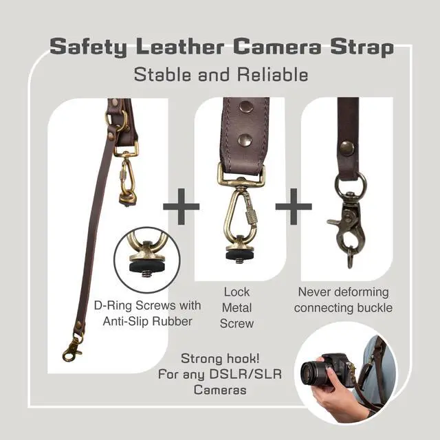 Alt view image 3 of 7 - Leather Camera Harness for One Camera,Single Leather Camera Strap for Photographers,Camera Shoulder Strap Camera Harness for Photographers Quick Release Gear DSLR,BROWN