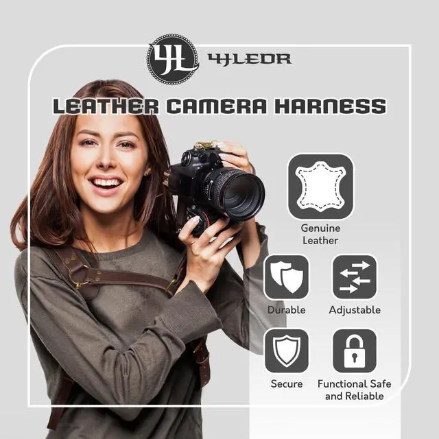 Alt view image 6 of 7 - Leather Camera Harness for One Camera,Single Leather Camera Strap for Photographers,Camera Shoulder Strap Camera Harness for Photographers Quick Release Gear DSLR,BROWN