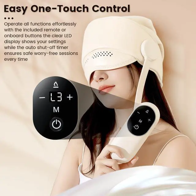 Alt view image 2 of 4 - Electric Head and Eye Massager with Heat, Rechargeable 6-Zone Scalp Massager, 4 Modes & 3 Warmth Settings, Ideal for Stress Relief and Home Relaxation