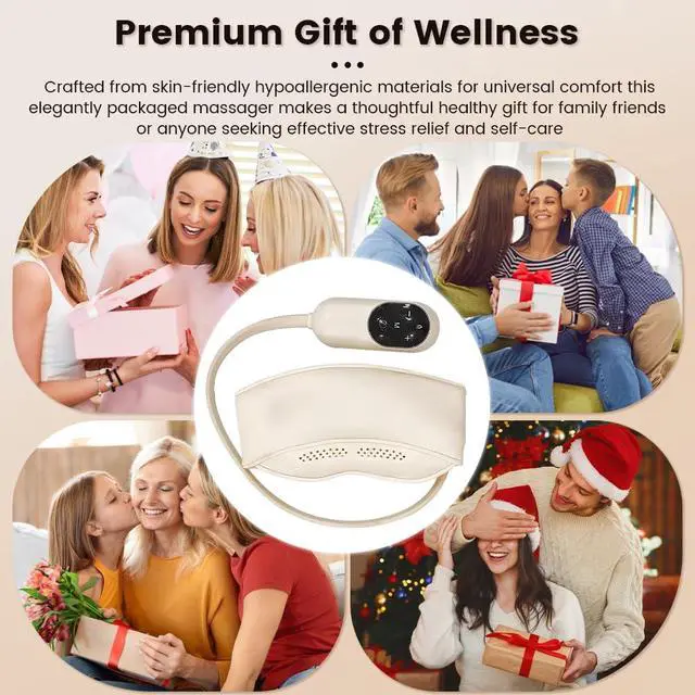 Alt view image 4 of 4 - Electric Head and Eye Massager with Heat, Rechargeable 6-Zone Scalp Massager, 4 Modes & 3 Warmth Settings, Ideal for Stress Relief and Home Relaxation