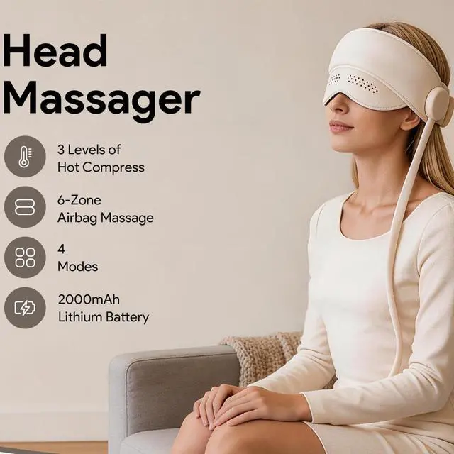 Alt view image 4 of 7 - Head Migraine Relief Massager for Headaches, Eye Massager with 3-Level Heat