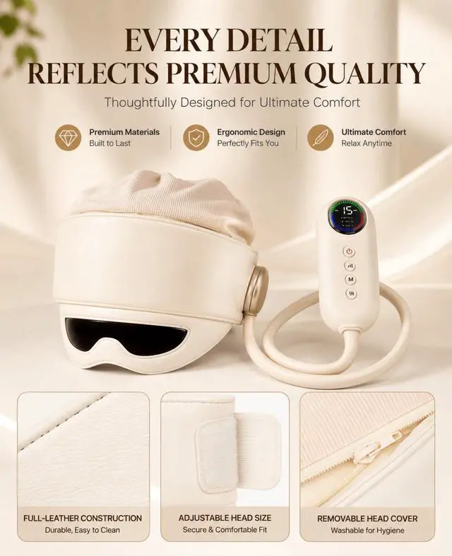 Alt view image 7 of 7 - Head and Eye Electric Massager, Eye Massager with Heat