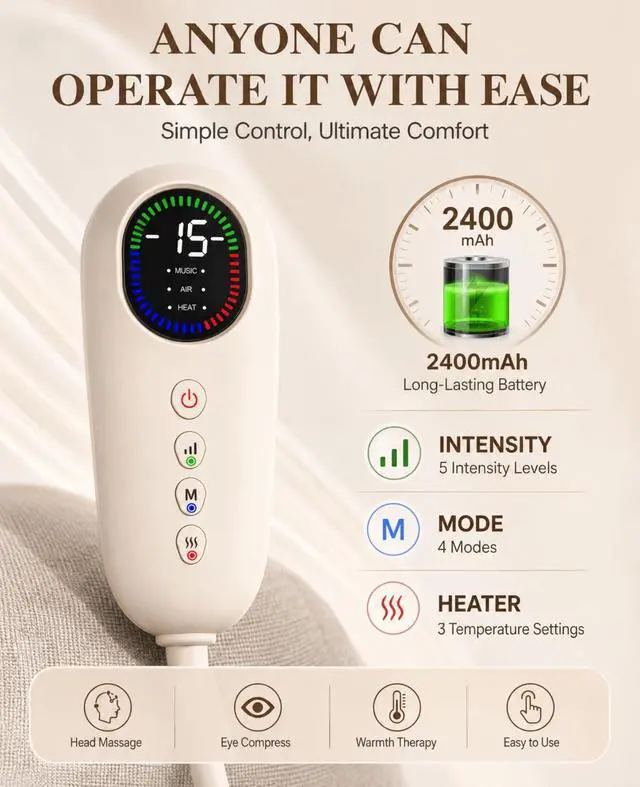 Alt view image 6 of 7 - Head and Eye Electric Massager, Eye Massager with Heat