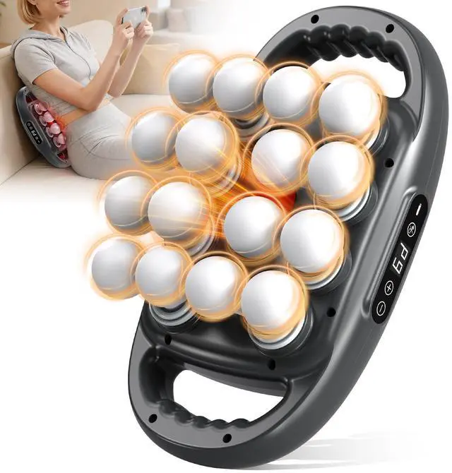 Main image of Back Massager Pain Relief,16 Head Massage Gun Deep Tissue,Percussion Massager with 9 Modes & 9 Intensities,Noise-Free,for Shoulders,Legs,Foot,Neck Massager,Massage Tool