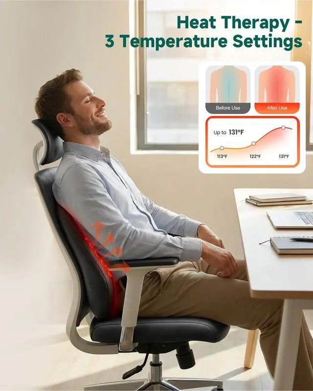 Alt view image 7 of 7 - Shiatsu Back Massager with Heat, Neck Shoulder Massager for Pain Relief Deep Tissue, 4D Kneading Back Massage Pillow, 3 Speed/3 Modes Portable for Home Office Car Use