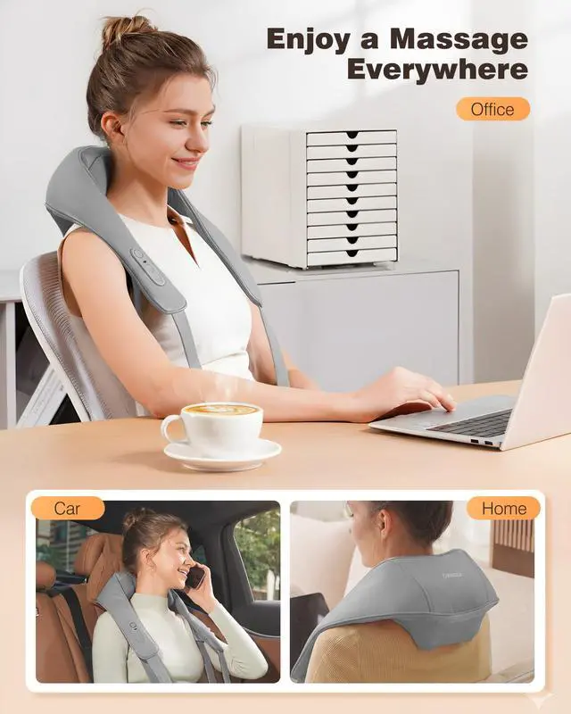 Alt view image 6 of 7 - Cordless Neck Massager for Pain Relief Deep Tissue with Heat